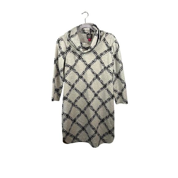 Vince Camuto Dresses & Skirts - Vince Camuto Gray Striped Terry Cowl Neck Long Sleeve Dress Size 4
